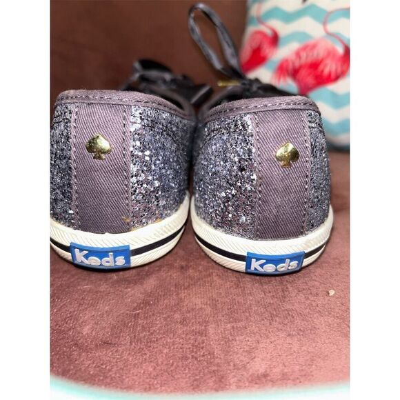 Kate Spade x Keds Glitter Sneakers Women's Size 8 1/2 Gray Lace Up Casual - Picture 5 of 7